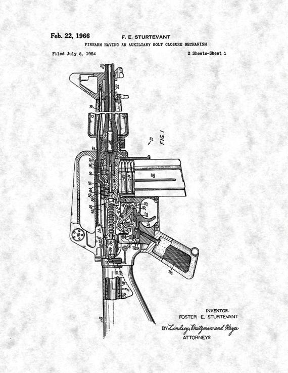 Colt AR-15 Semi-Automatic Rifle Patent Print